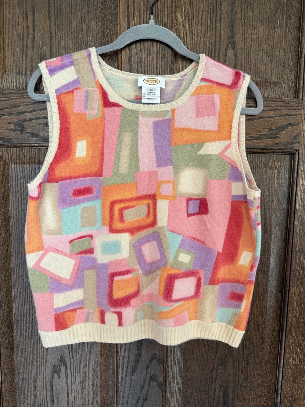 Talbots Colorful Geometric Sleeveless Knit Top Wool Rabbit hair blend XL